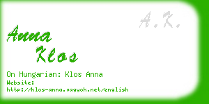 anna klos business card